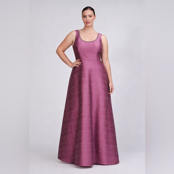 Kay Unger Dresses & Skirts - Kay Unger Penelope Gown Size 14 Berry Sorbet Jacquard A Line Formal Evening Dres